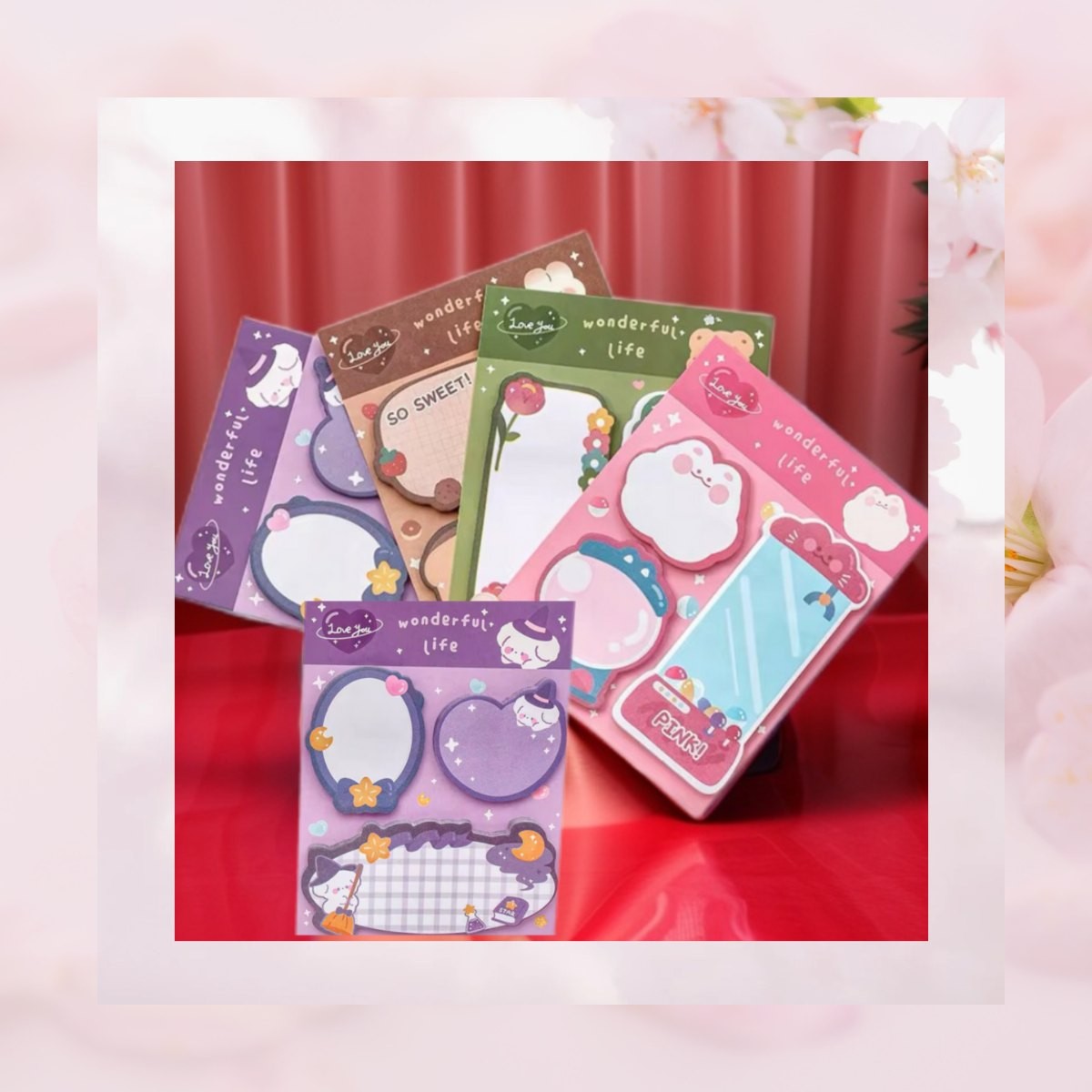 🌸 Cute Sticky Notes – “Wonderful Life” Collection 🐻💌- Limited Stocks